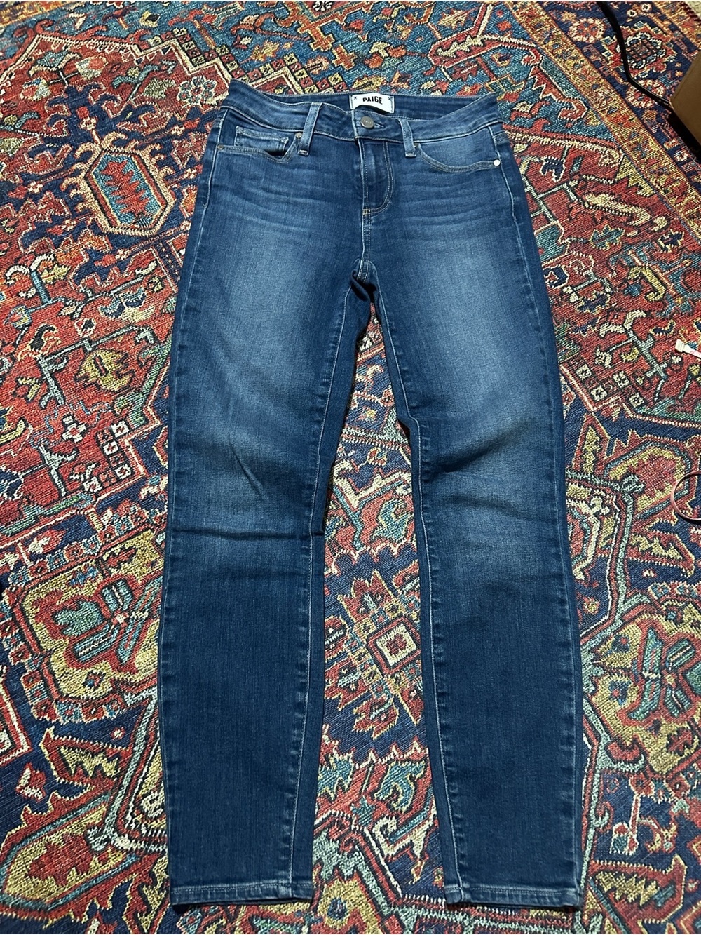 PAIGE Hoxton Ankle Skinny High Rise Dark Blue Slim Jeans